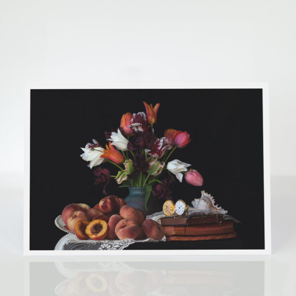 Still Life with Tulips and Peaches card