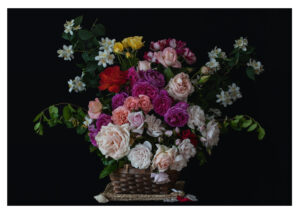 Rose arrangement in a basket