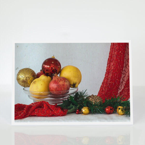 Christmas Still Life: Red, Green and Gold card