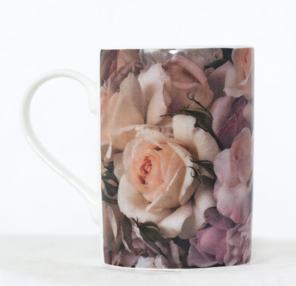 Blush roses mug handle left